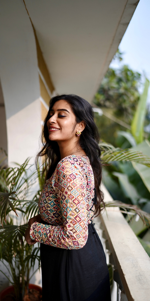 Black Crochet Dress - Multicolour