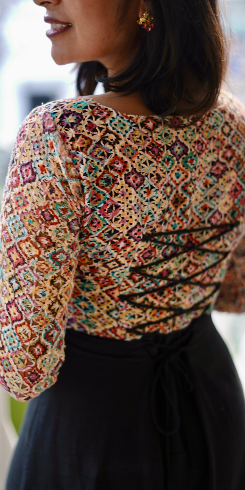 Black Crochet Dress - Multicolour