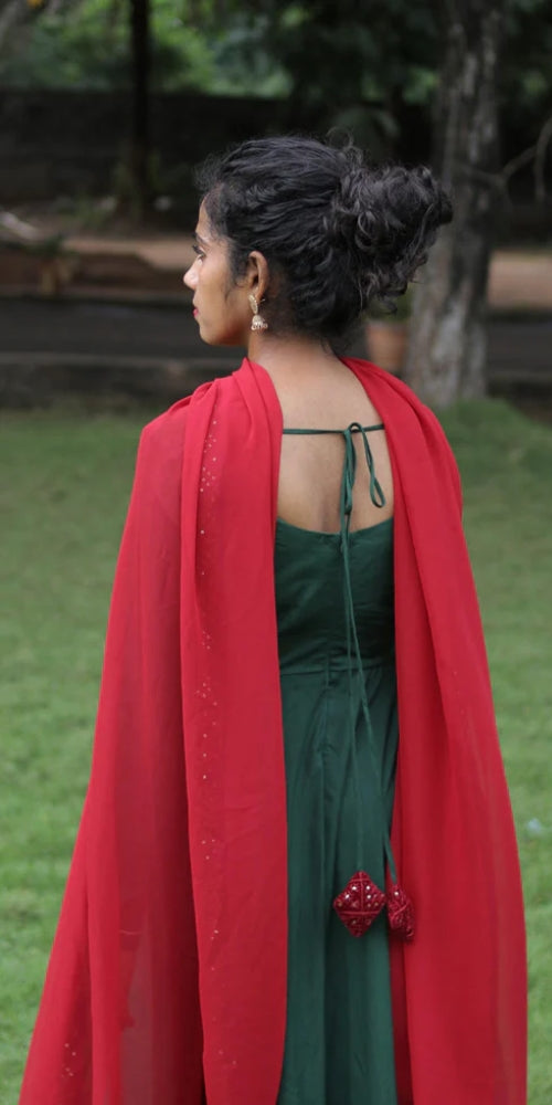 Green Velvet Anarkali