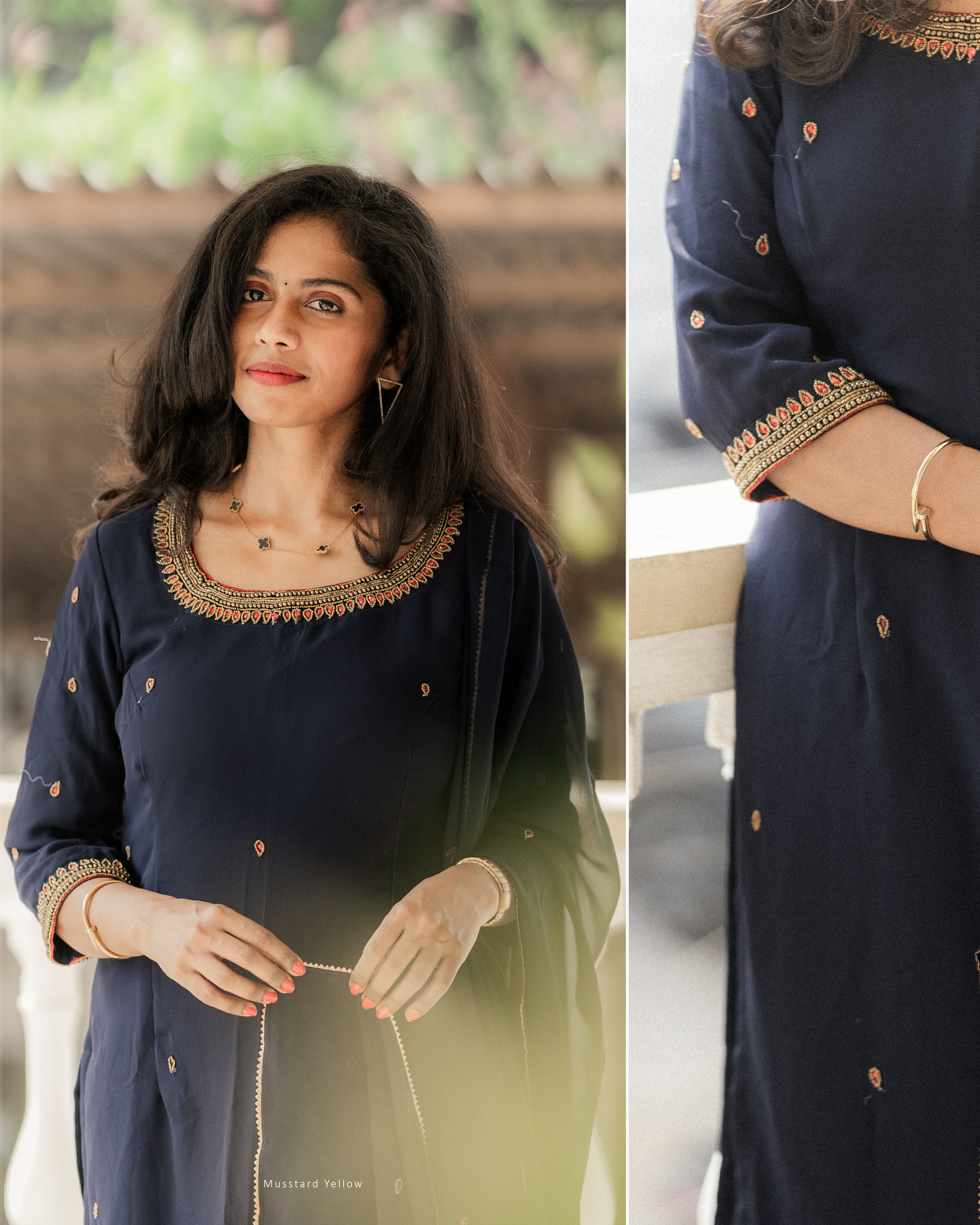 Navy Blue Kurti Set