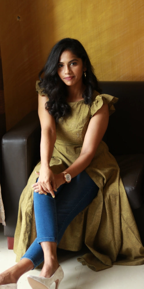 Olive Green Slit Dress