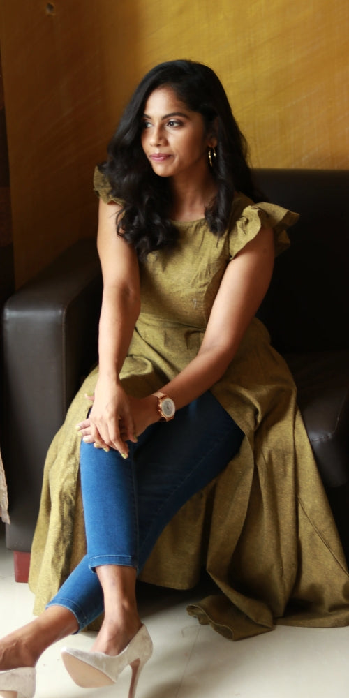 Olive Green Slit Dress