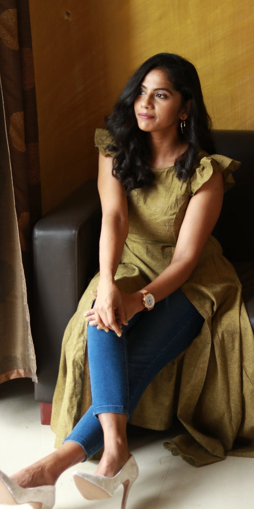 Olive Green Slit Dress