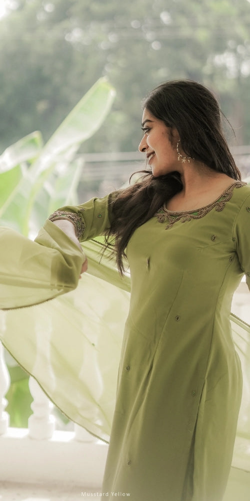 Olive Green Kurti Set