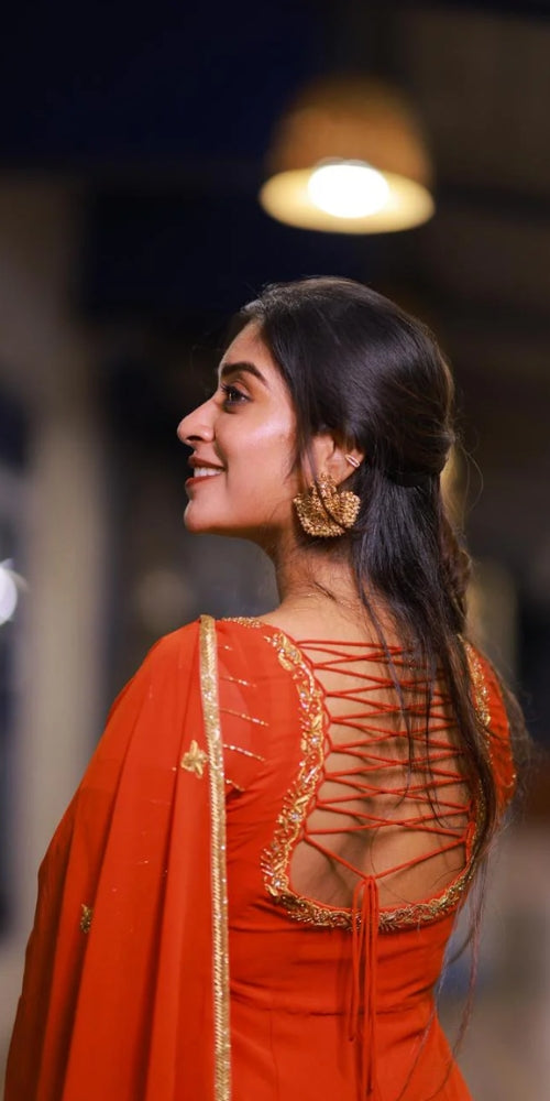 Orange Panel  Hand worked Anarkali