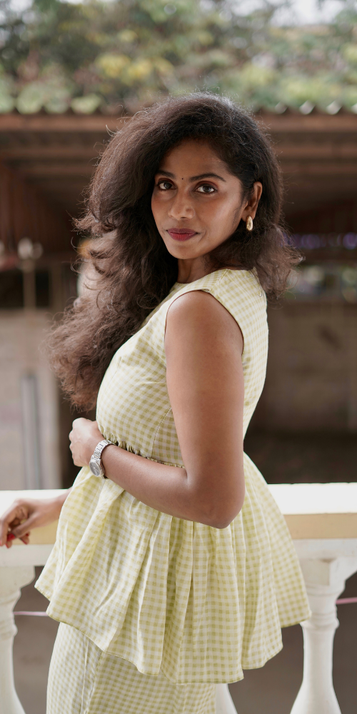 Peplum Checked Coord Green