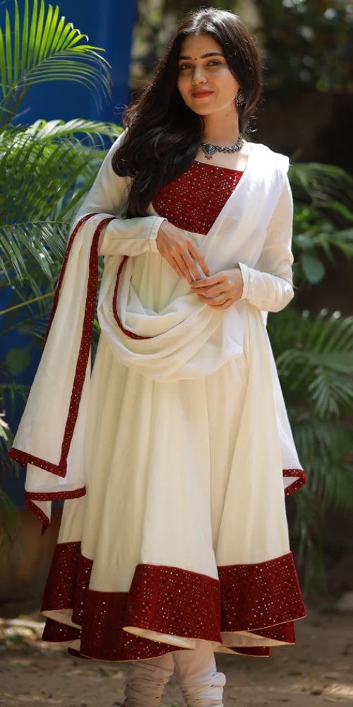White Velvet Anarkali