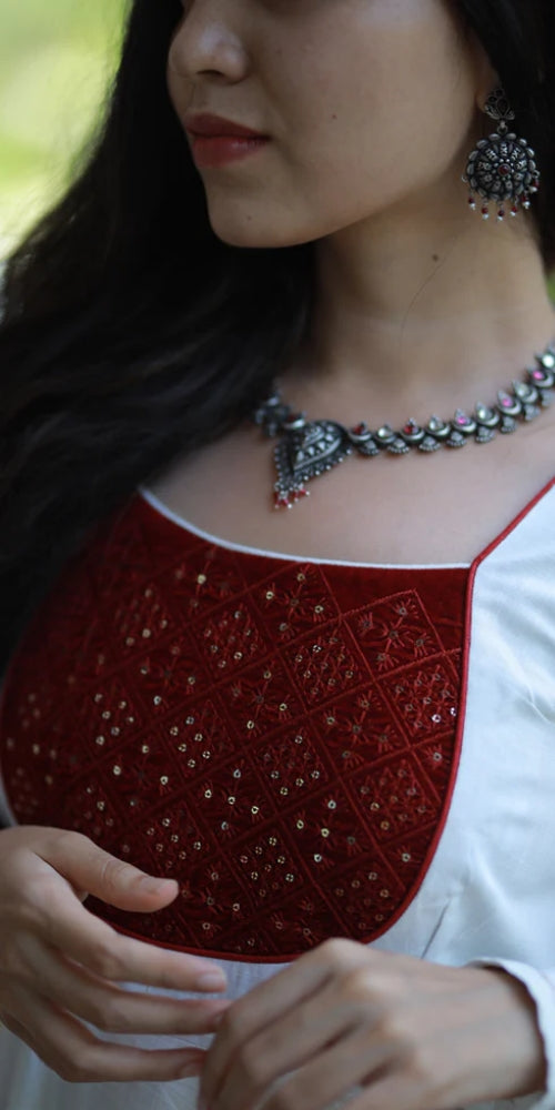 White Velvet Anarkali